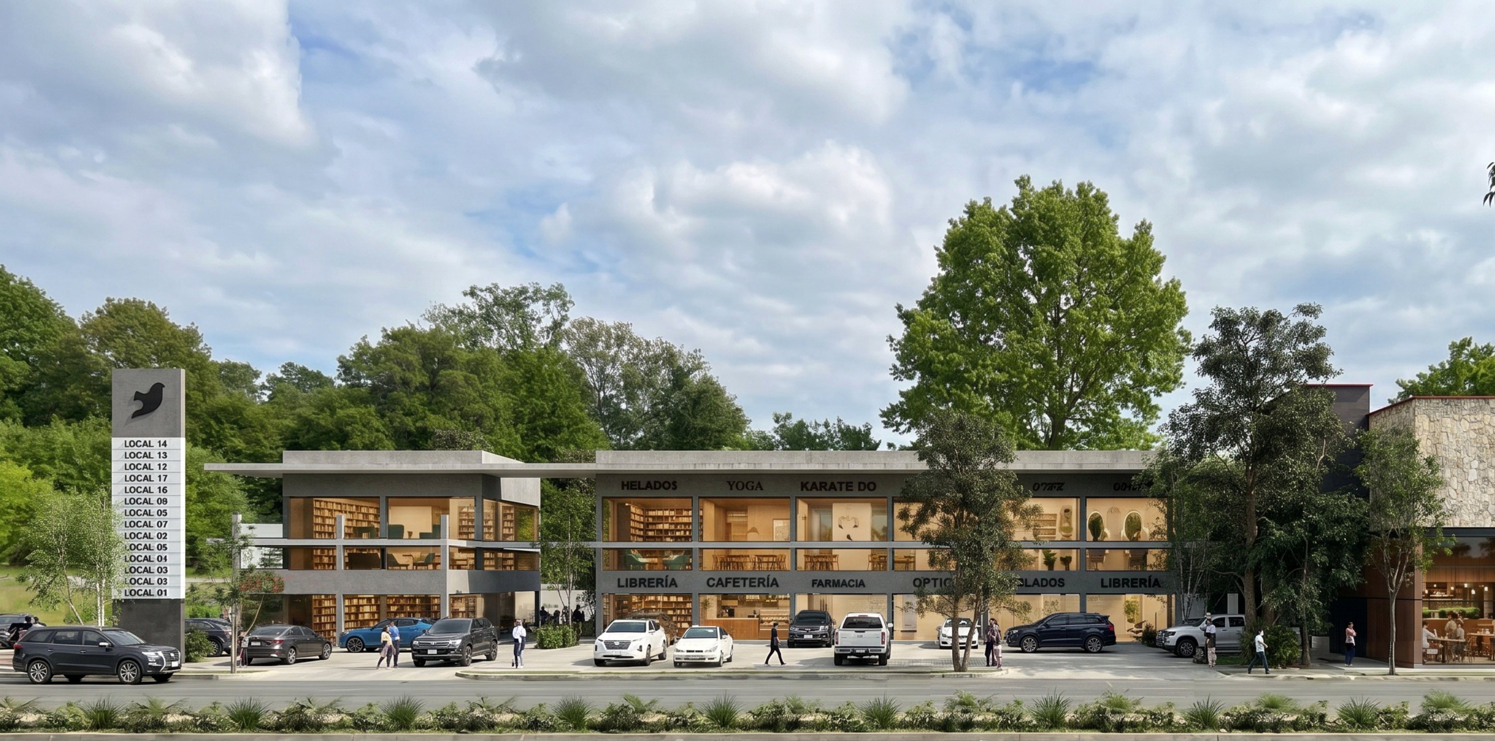 Alzado de Plaza Tángara: comercios a pie de calle y estudios en planta alta
